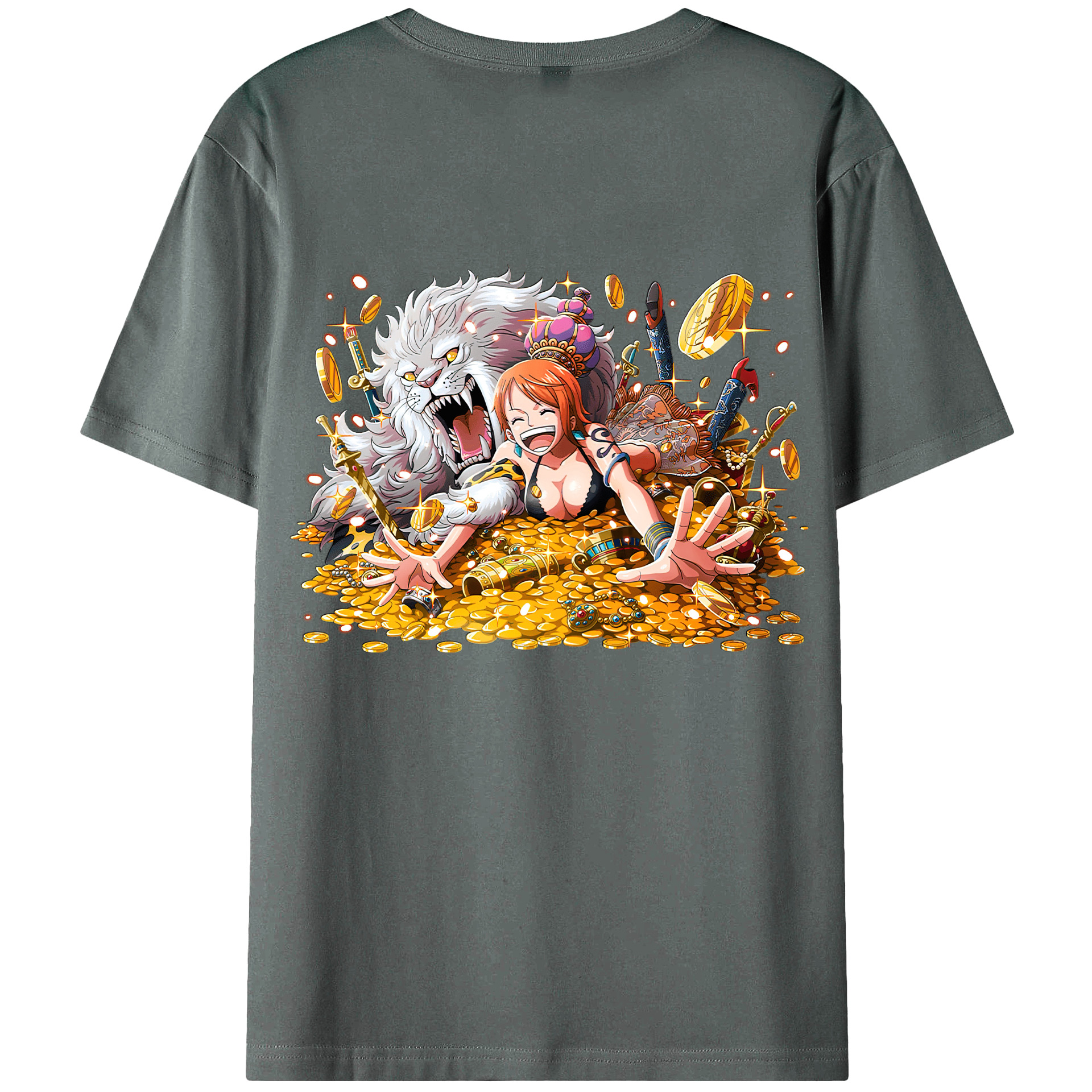 （画像用） ワンピース ナミ ONE PIECE Nami 綿100％ メンズ半袖Tシャツ（バックプリント） 通気性